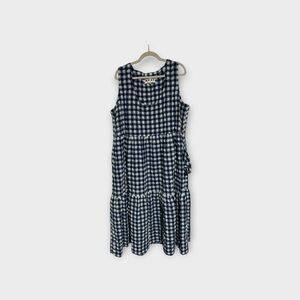 WRAY Blue and White Gingham Sleeveless Tiered Dress